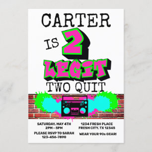Invitation 2 Legit Deux Quit Graffiti frais 90s Style Anniver