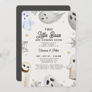 Invitation 2 Little Boos Neutral Twins Halloween Baby shower