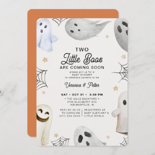Invitation 2 Little Boos Neutral Twins Halloween Baby shower