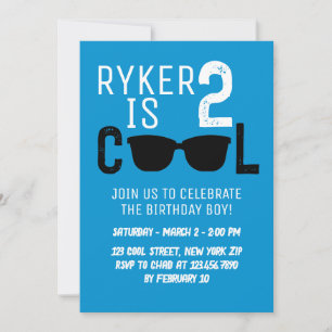 Invitation 2 Lunettes de soleil Rétro Cool Garçon 2ème Annive