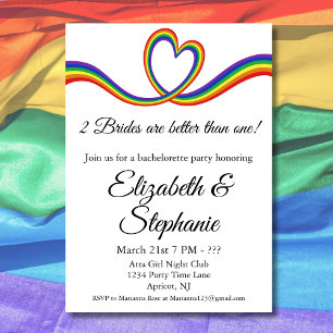 Invitation 2 Mariées Meilleures Qu'Une Bachelorette Lesbienne