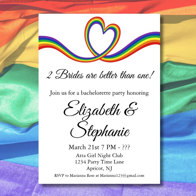 Invitation 2 Mariées Meilleures Qu'Une Bachelorette Lesbienne (Créateur téléchargé)