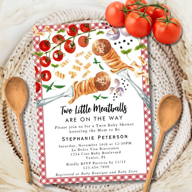 Invitation 2 Petites Boulettes De Viandes Sont Sur Le Chemin  (Créateur téléchargé)