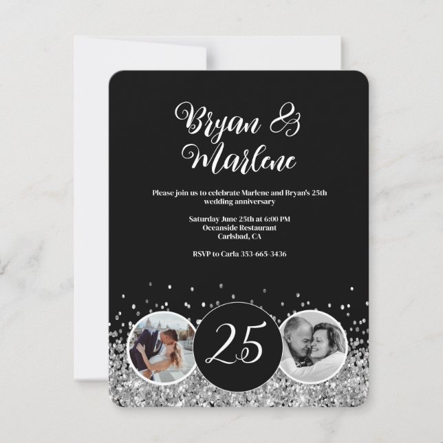 Invitation 2 Photo Anniversaire du Mariage Argent (Devant)