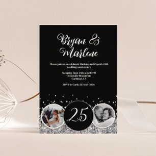 Invitation 2 Photo Anniversaire du Mariage Argent