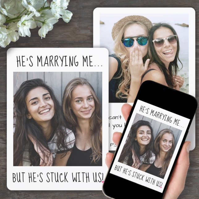 Invitation 2 Photo Drôle Épouse / La servante d'honneur Propo (Créateur téléchargé)