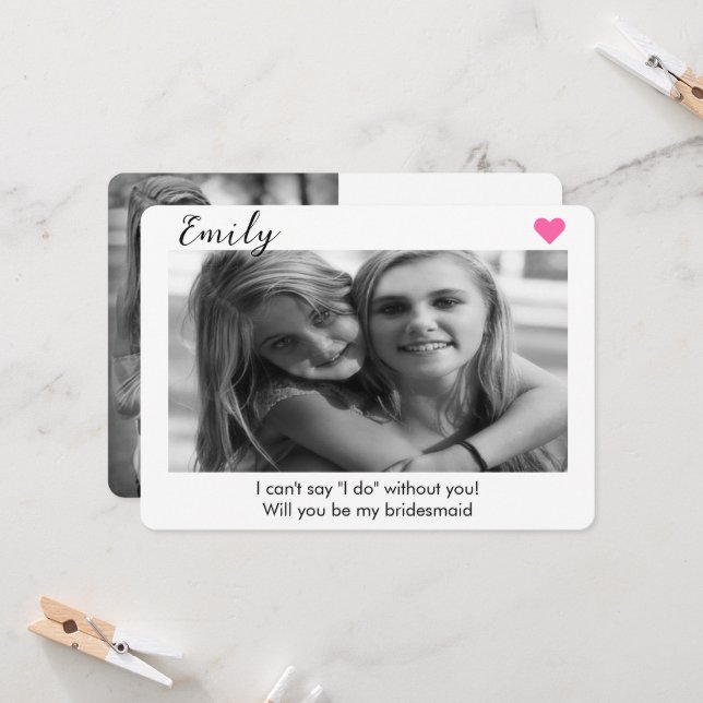 Invitation 2 Photo d'une servante ou d'une servante d'honneur (Devant/Arrière en situation)