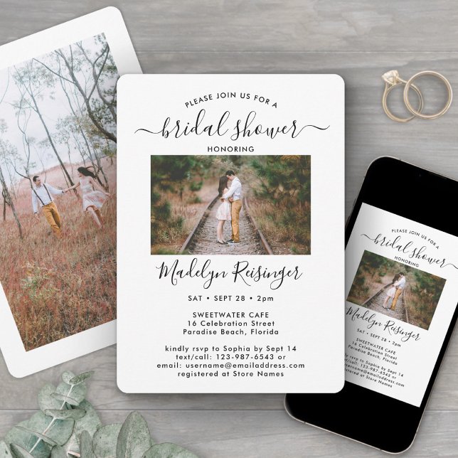 Invitation 2 Photo Elegant Moderne Calligraphie Fête des mari (Créateur téléchargé)