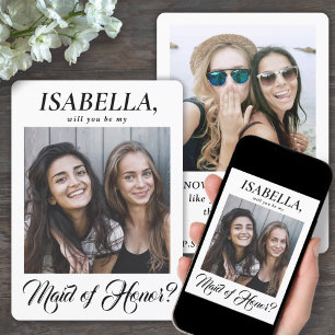 Invitation 2 Photo Élégante Calligraphie Demande de témoin de