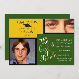 Invitation 2 PHOTO ET CHOISIR LA COULEUR Jaune Vert Graduatio