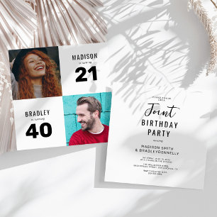 Invitation 2 Photo fête d'anniversaire conjointe