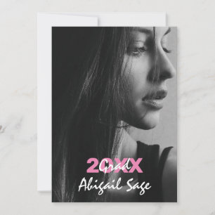 Invitation 2 Photo Moderne Moderne Moderne Pink and White Gra