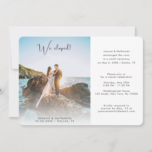 Invitation 2 Photo Nous nous sommes enfuis Mariage Annonce él (Devant)