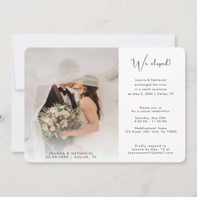 Invitation 2 Photo Nous nous sommes enfuis Mariés Annonce Sim (Devant)