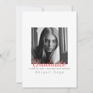 Invitation 2 Photo Simple Moderne Minimaliste Graduation