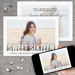 Invitation 2 Photo Sweet 16 Moderne Minimal Seizième Annivers<br><div class="desc">Famille Invitation et amis à une élégante fête Sweet 16ème anniversaire pour elle avec cette élégante invitation photo 2. Tout le texte est simple à customiser. (CONSEIL EN MATIÈRE DE PLACEMENT D'IMAGE : Une façon simple de centrer une photo exactement comment vous voulez est de la rogner avant de la...</div>