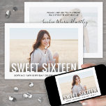 Invitation 2 Photo Sweet 16 Moderne Minimal Seizième Annivers<br><div class="desc">Famille Invitation et amis à une élégante fête Sweet 16ème anniversaire pour elle avec cette élégante invitation photo 2. Tout le texte est simple à customiser. (CONSEIL EN MATIÈRE DE PLACEMENT D'IMAGE : Une façon simple de centrer une photo exactement comment vous voulez est de la rogner avant de la...</div>