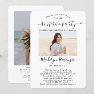 Invitation 2 Photo virtuelle en ligne Surprise fête d'anniver