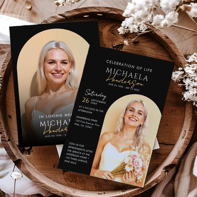 Invitation 2 Photos d'arc Célébration de la vie/funérailles/M (Créateur téléchargé)