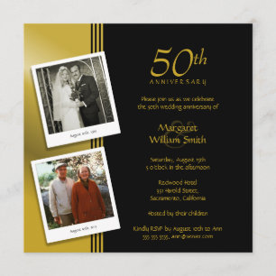 Invitation 2 Photos Fête d'or du 50e anniversaire de mariage