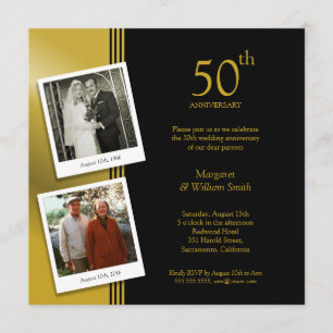 Invitation 2 Photos Fête d'or du 50e anniversaire de mariage