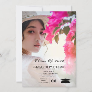 Invitation 2 Photos Graduation simple élégant Script Invitat