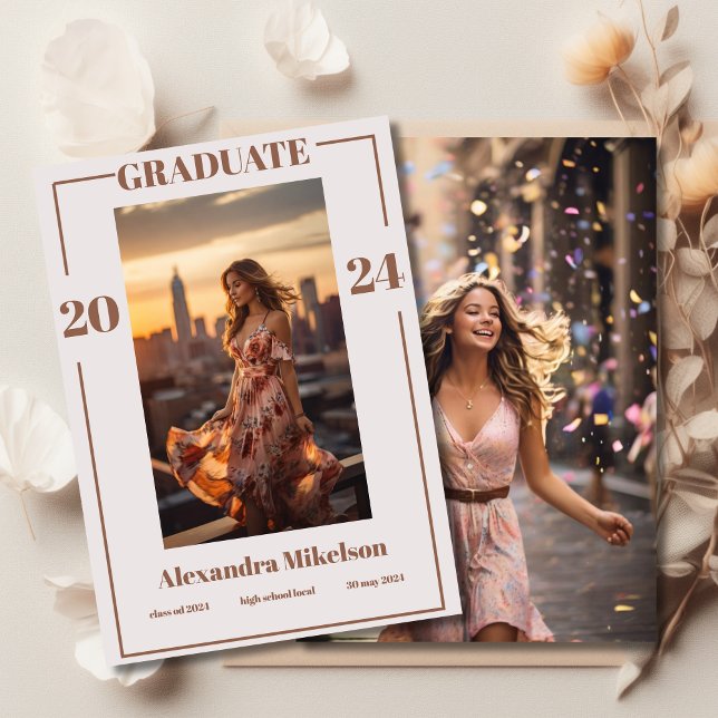 Invitation 2 Photos Photo de fin d'études Annonce de remise d (Créateur téléchargé)