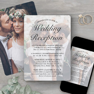 Invitation 2 Photos Réception de Mariage uniquement Élégante 
