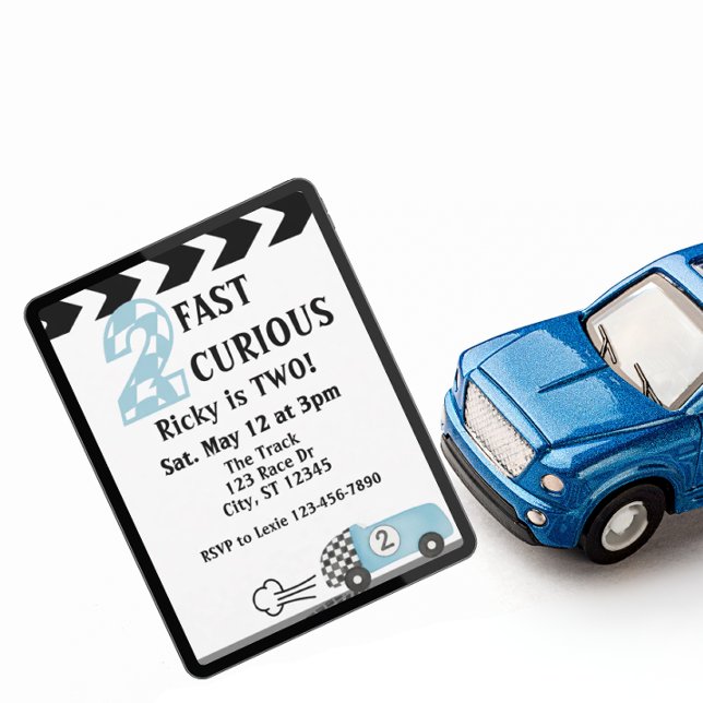 Invitation 2 Rapide 2 Curieux, Voiture de course 2e anniversa (Créateur téléchargé)