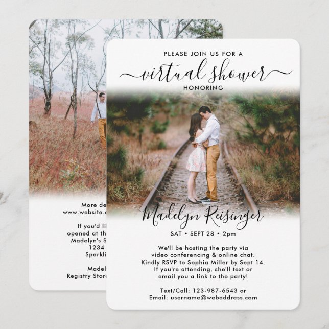 Invitation 2 Scénario photo virtuel pour une fête de mariage  (Devant / Derrière)