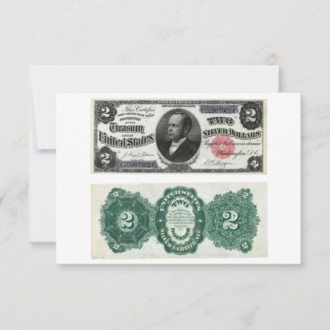 Invitation 2 $ Série de certificats en argent de billets 1891 (Devant)