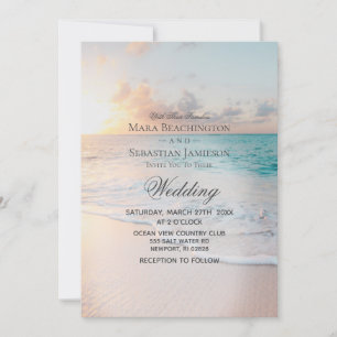Invitation *~* 2 - Sunrise Pastel Beach Sunset Mariage
