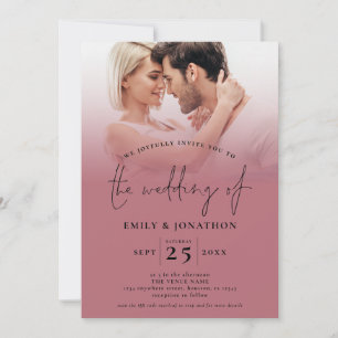 Invitation 2 superposition photo QR Rose Gold Black Script