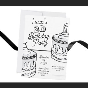 Invitation 2D Boys Second Birthday Comic Style