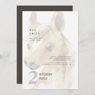 Invitation 2e anniversaire de l'aquarelle Pony Party