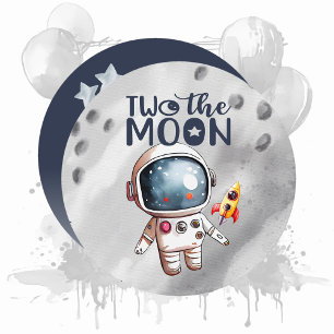 Invitation 2e anniversaire deux à la lune garçon