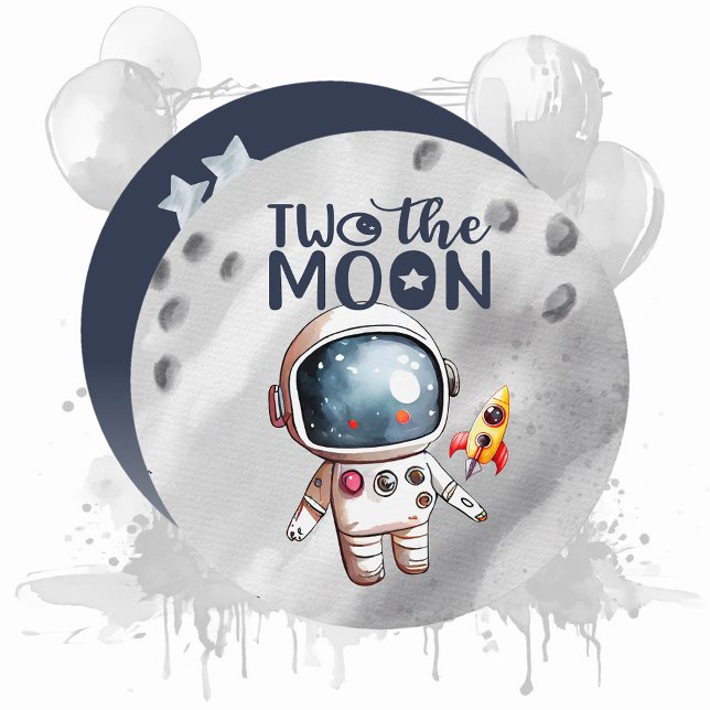 Invitation 2e anniversaire deux à la lune garçon (Créateur téléchargé)