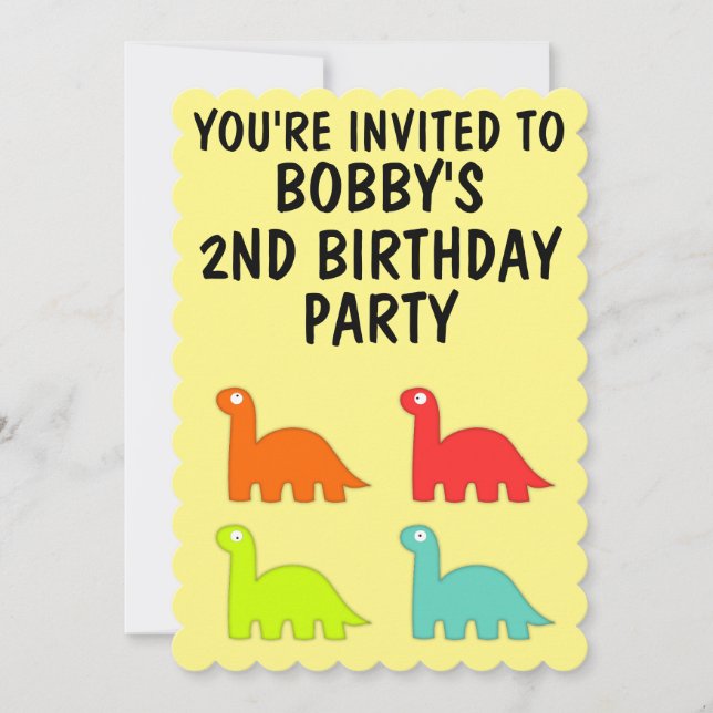 INVITATION 2E ANNIVERSAIRE DEUX INVITATIONST-REX DINO (Devant)