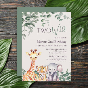 Invitation 2e anniversaire deux sauvages Safari Jungle aquare