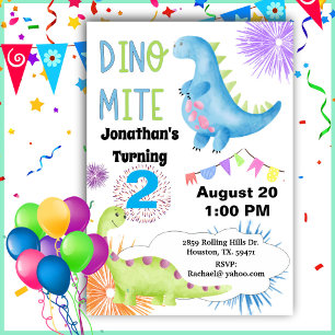Invitation 2e anniversaire Dino Mite Dinosaur Boy