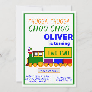 Invitation 2e anniversaire du garçon Chugga Choo Choo