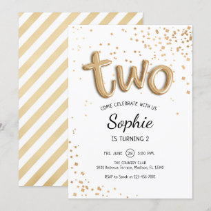 Invitation 2e anniversaire - Gold White