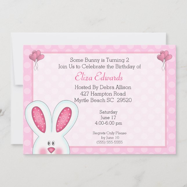 Invitation 2e anniversaire Lapin Lapin Anniversaire Invitatio (Devant)