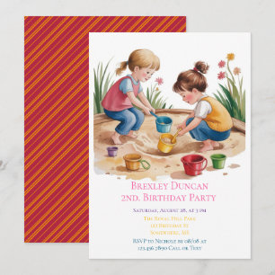 Invitation 2e anniversaire Sandbox Girl Party
