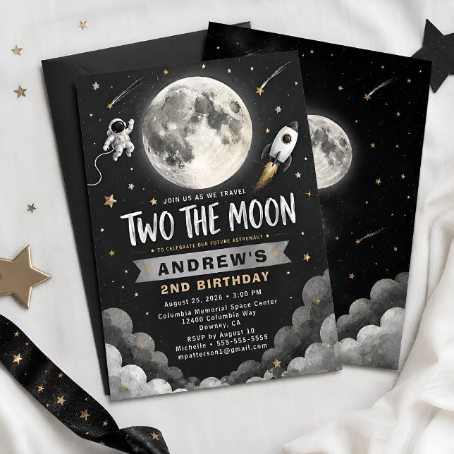 Invitation 2e anniversaire Space Moon (Créateur téléchargé)