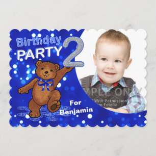 Invitation 2e anniversaire Teddy Bear Party Photo personnalis