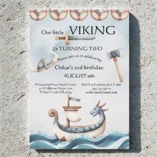 Invitation 2e anniversaire thème Viking garçon