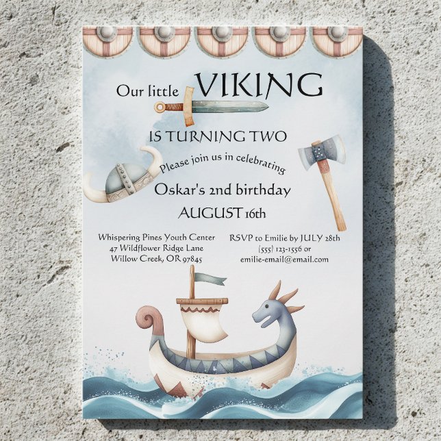 Invitation 2e anniversaire thème Viking garçon (Créateur téléchargé)