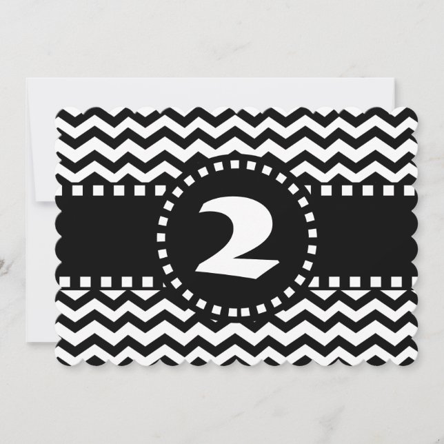 Invitation 2e anniversaire Zig Zag W02B noir et blanc (Devant)