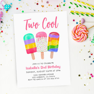 Invitation 2e Deux Cool Sweet Colorful Ice Pops Fille Anniver